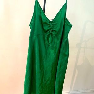 Zara green slip satin dress